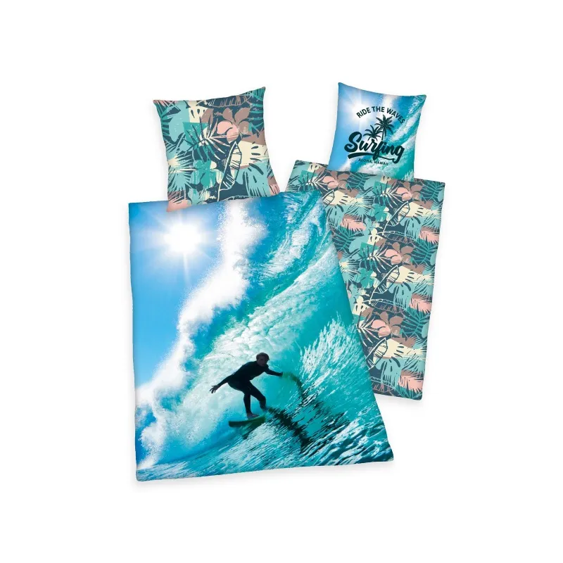 HERDING Obojstranné bavlnené obliečky SURFER, 140/200+70/90 HERDING Obojstranné bavlnené obliečky SURFER, 140/200+70/90