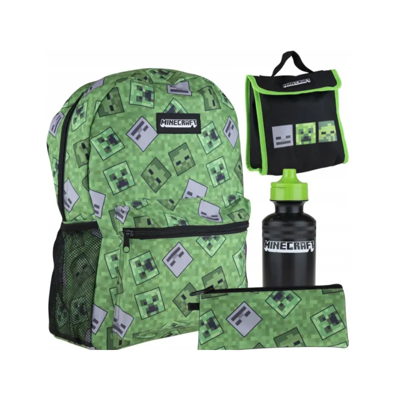 4 dílná souprava MINECRAFT - Sportovní batoh, penál, láhev, box na svačinu, 512020001 4 dílná souprava MINECRAFT - Sportovní batoh, penál, láhev, box na svačinu, 512020001