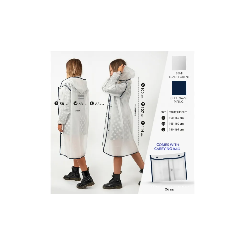 Kvalitný dámsky pršiplášť Perletti Transparente Blue, veľ. L, 14215