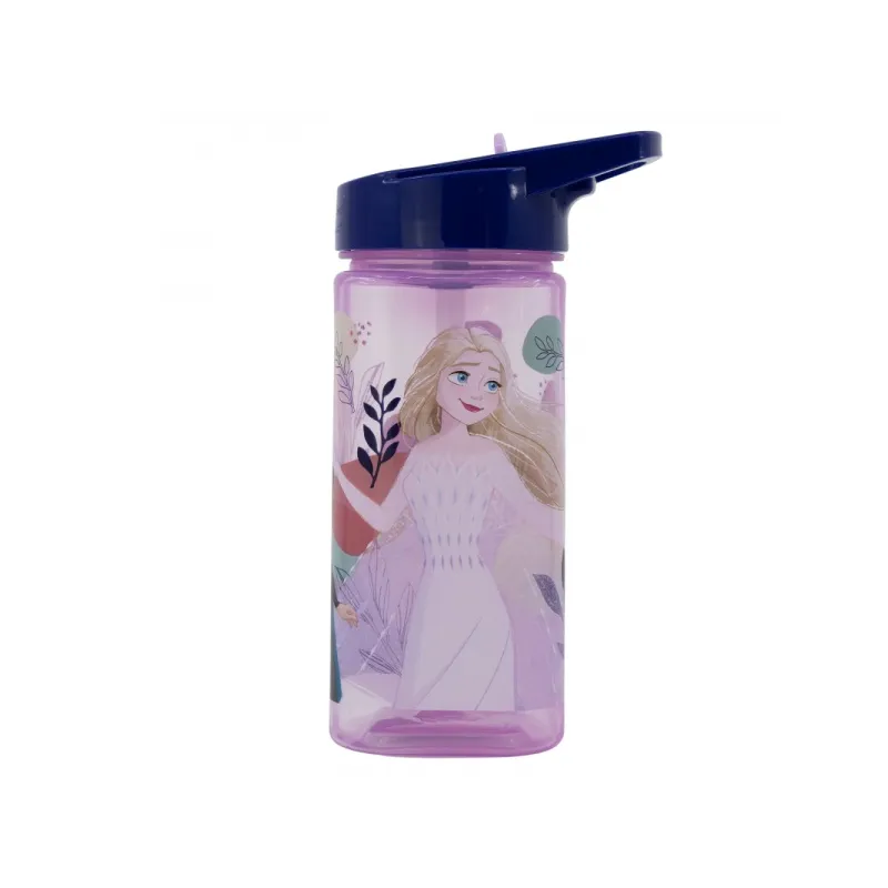 Plastová hranatá fľaša s výsuvnou slamkou DISNEY FROZEN, Tritan 510ml, 74214
