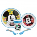 Dětské plastové nádobí, MICKEY MOUSE, talíř, miska, sklenice, příbor, 74385