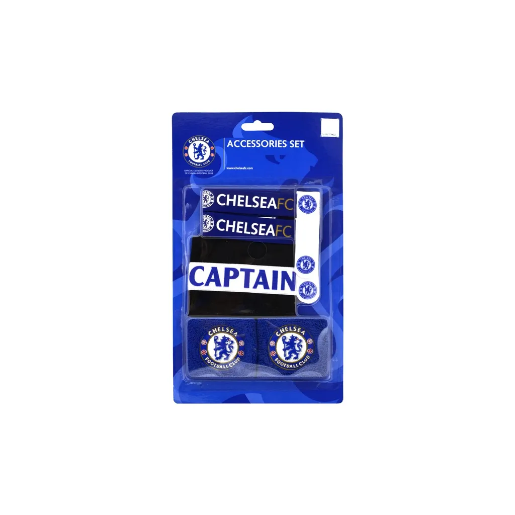 Accessories set CHELSEA F.C. (2x potítko, kapitánska páska, 2x držiak chráničov)