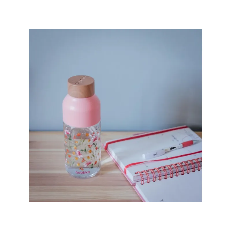 Quokka Ice, Plastová fľaša Pink Flowers, 570ml, 06997
