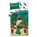 Oboustranné bavlněné povlečení MINECRAFT Creeper a Steve, 140/200+70/90, MNC-325BL
