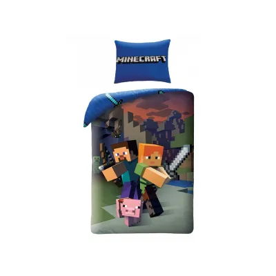 Oboustranné bavlněné povlečení MINECRAFT Steve, 140/200+70/90, MNC020BL Oboustranné bavlněné povlečení MINECRAFT Steve, 140/200+70/90, MNC020BL