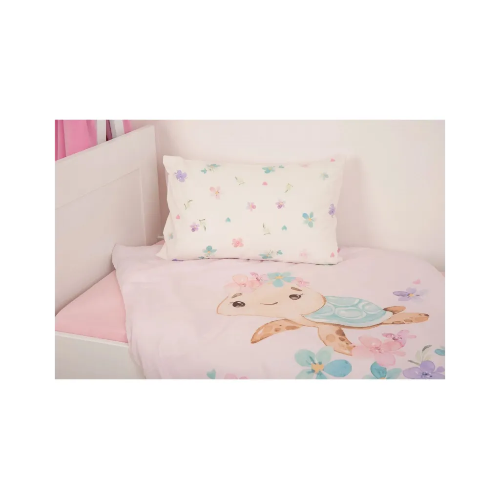 HERDING Green Dětské povlečení do postýlky Malá Želva, 100/135+40/60