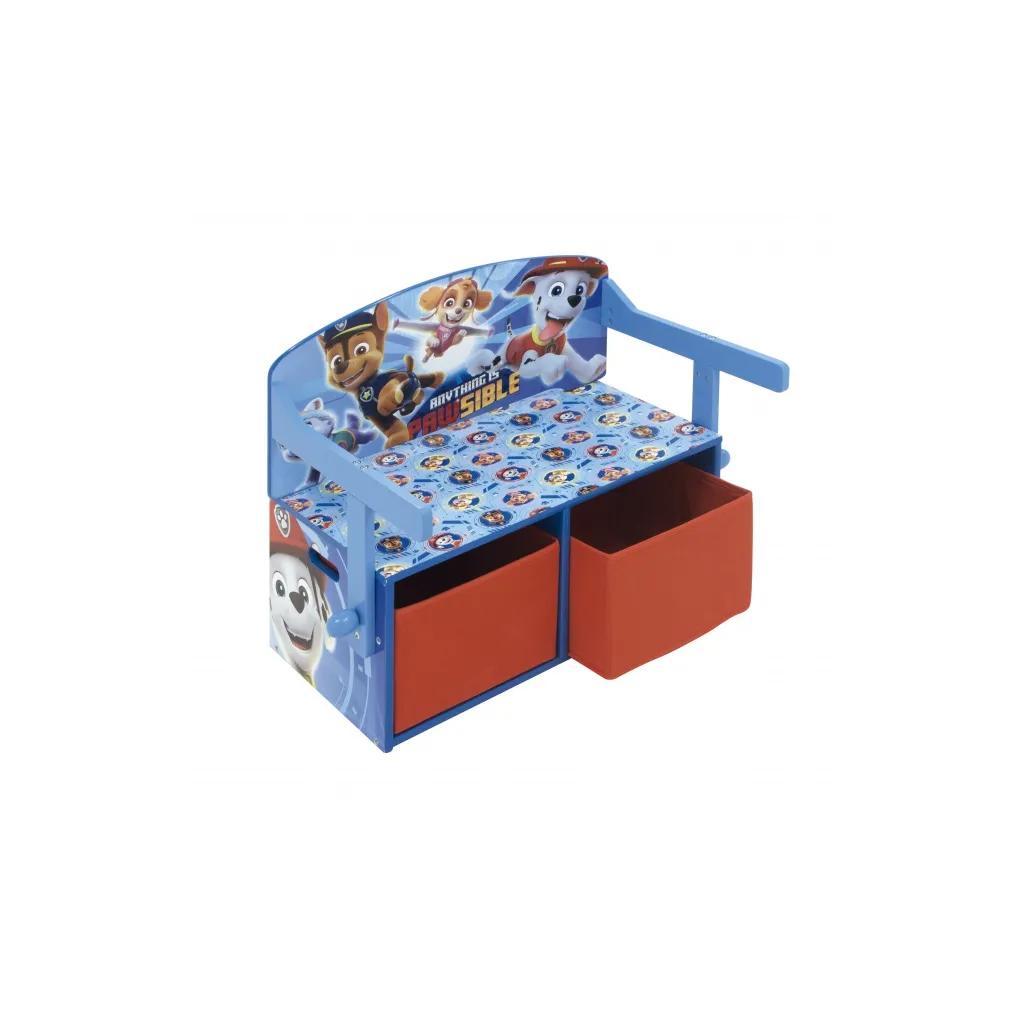 Dětský dřevěný nábytek 3v1 PAW PATROL (Lavička, Box na hračky, Stolek), PW12898