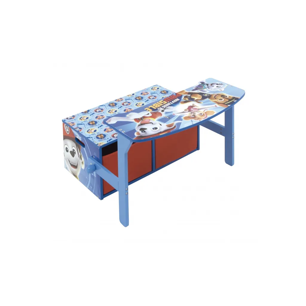 Dětský dřevěný nábytek 3v1 PAW PATROL (Lavička, Box na hračky, Stolek), PW12898