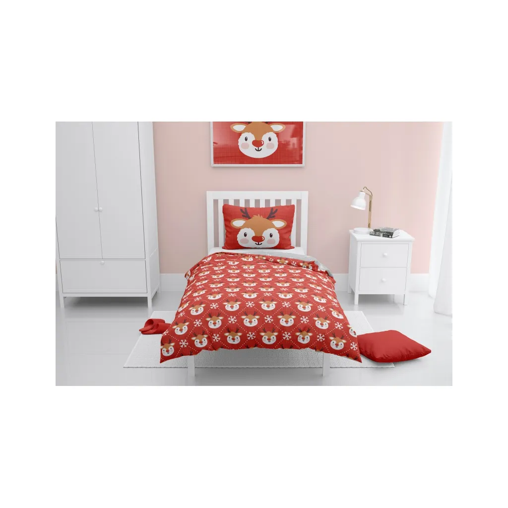 Oboustranné vánoční bavlněné povlečení SRNEČEK, 140/200+70/90, NL225031