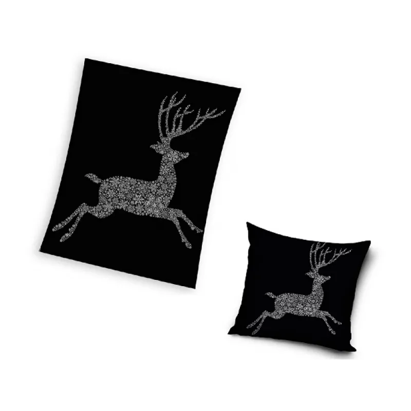 Supersoft vianočná deka 150/200cm + vankúš Black, PNL235032-T Supersoft vianočná deka 150/200cm + vankúš Black, PNL235032-T