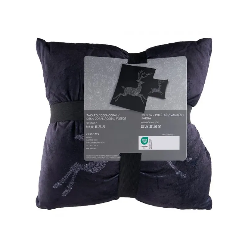 Supersoft vianočná deka 150/200cm + vankúš Black, PNL235032-T Supersoft vianočná deka 150/200cm + vankúš Black, PNL235032-T