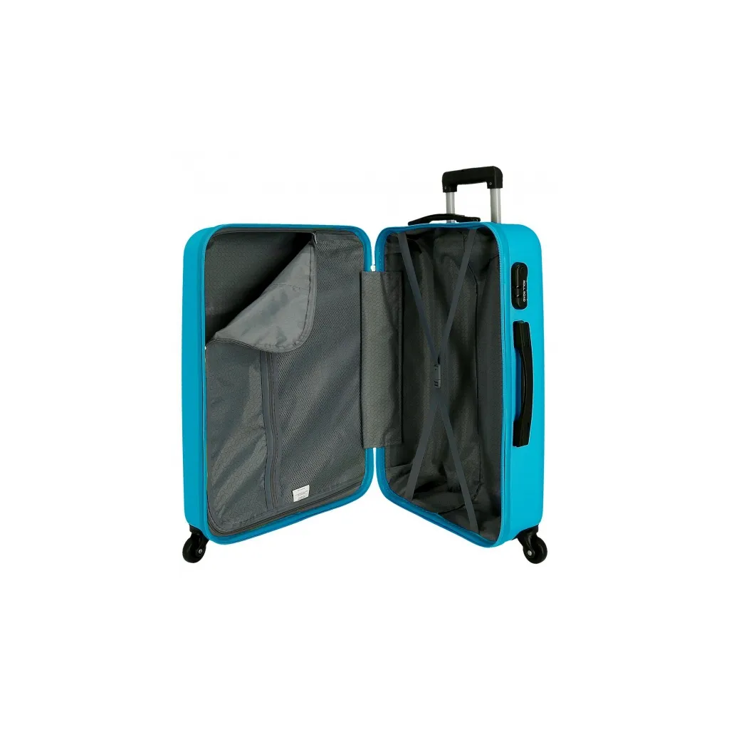 Sada ABS cestovných kufrov ROLL ROAD Flex Azul Claro – 3 veľkosti s otočnými kolieskami, 5849466