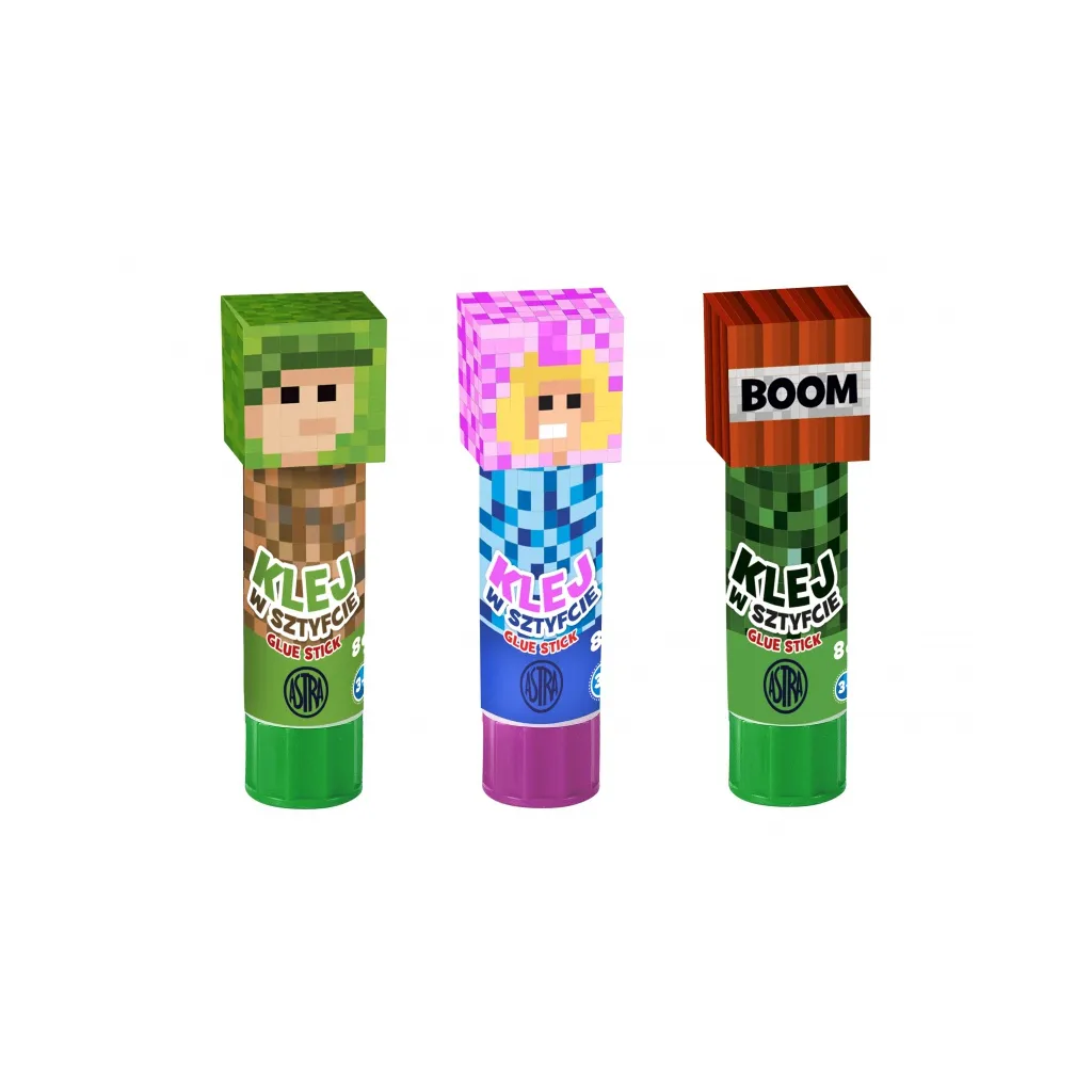 Tyčinkové lepidlo 3D MINECRAFT, 8g, stojan, mix motívov, 401023002