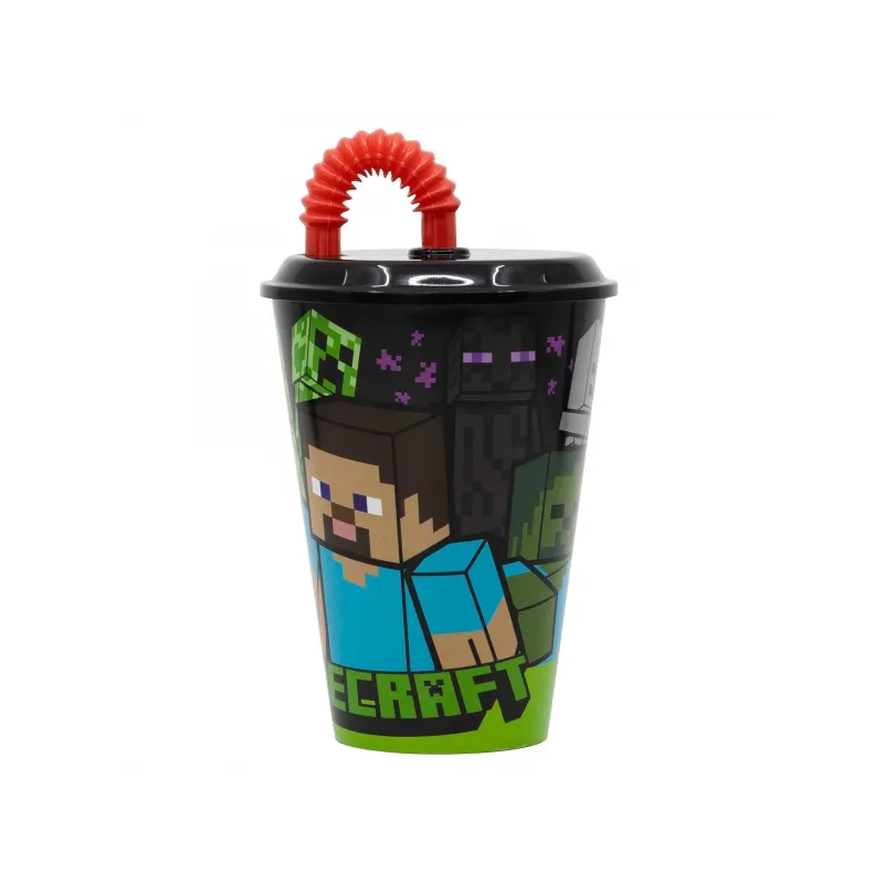 Detský pohár Minecraft 430 ml so slamkou