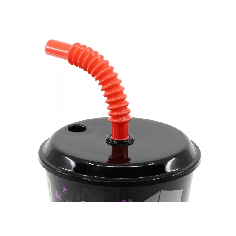 Plastový pohár s víkem a brčkem MINECRAFT 430ml, 40430