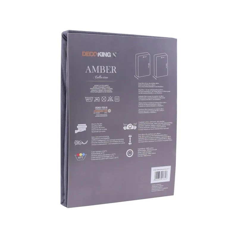 DecoKing, Prestieradlo / plachta Amber 180-200/200cm, grafitová DecoKing, Prestieradlo / plachta Amber 180-200/200cm, grafitová