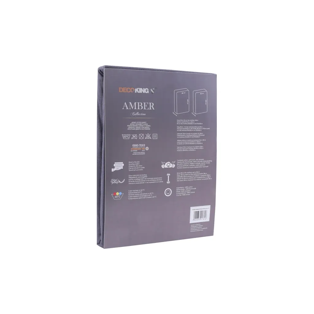 DecoKing, Prestieradlo / plachta Amber 180-200/200cm, grafitová