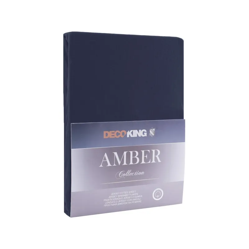 DecoKing, Prestieradlo / plachta Amber 180-200/200cm, tmavomodrá