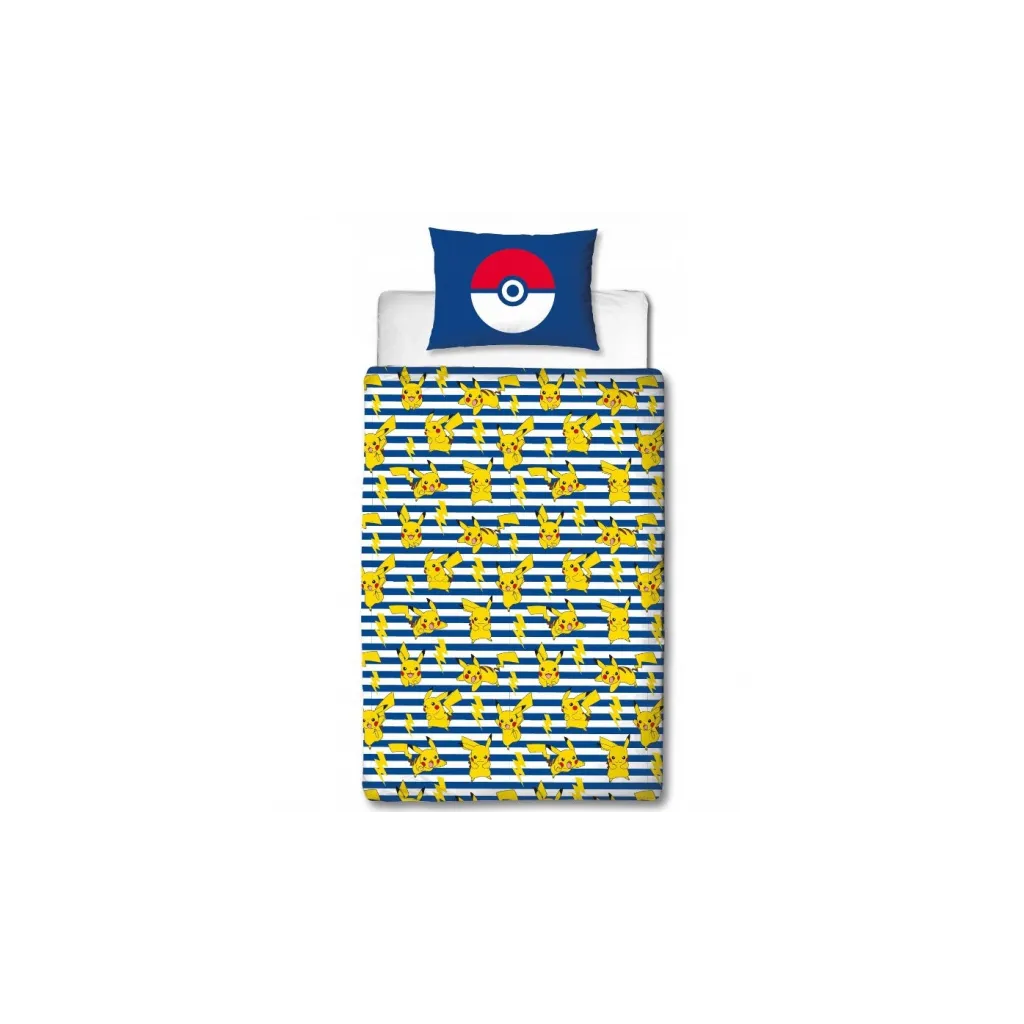 Oboustranné bavlněné povlečení POKEMON Pikatchu, 140/200+70/90, POK605BL