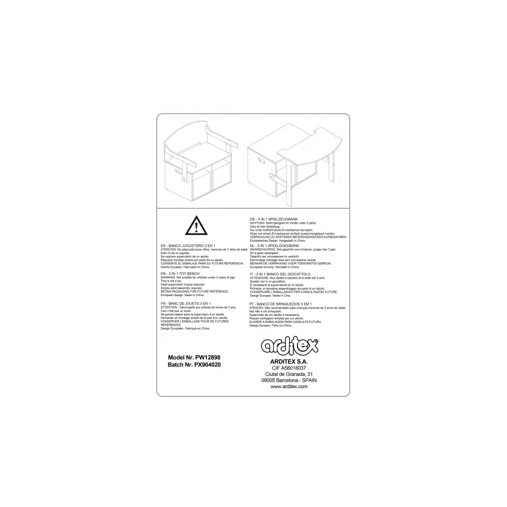 Detský drevený nábytok 3v1 MICKEY MOUSE (Lavička, Box na hračky, Stolík), WD14006