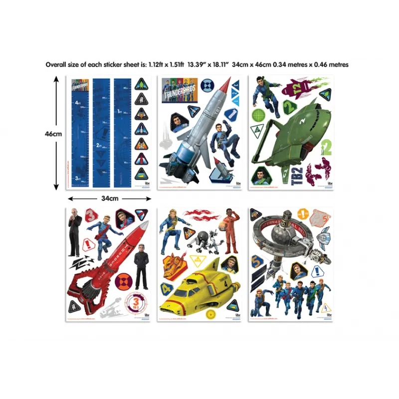 WALLTASTIC Velké samolepky na zeď THUNDERBIRDS 69ks WALLTASTIC Velké samolepky na zeď THUNDERBIRDS 69ks