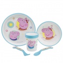 Detský plastový riad Peppa Pig (tanier, miska, pohár, príbor), 41205