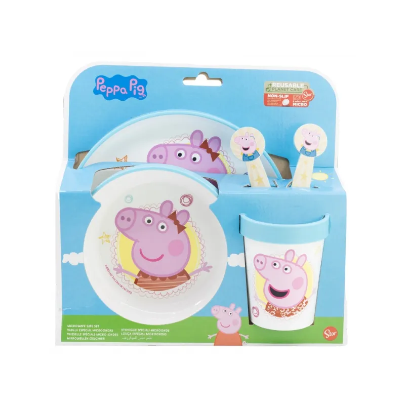 Dětské plastové nádobí Peppa Pig (talíř, miska, sklenice, příbor), 41205