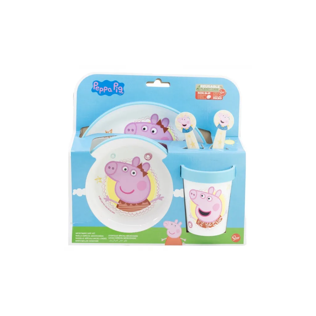Dětské plastové nádobí Peppa Pig (talíř, miska, sklenice, příbor), 41205