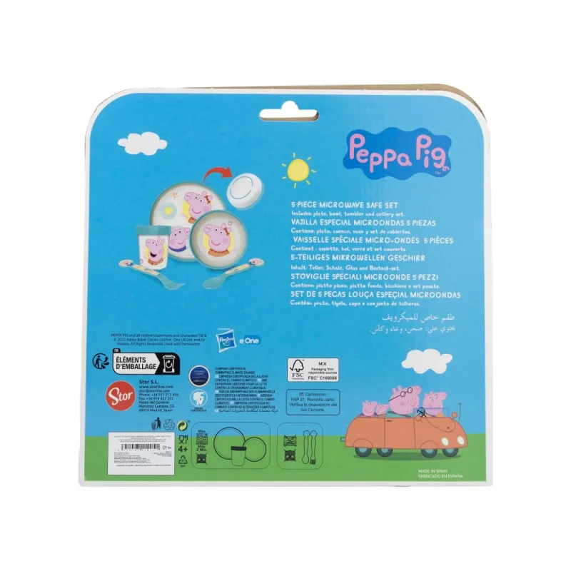 Dětské plastové nádobí Peppa Pig (talíř, miska, sklenice, příbor), 41205
