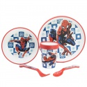 Detský plastový riad Spiderman (tanier, miska, pohár, príbor), 74785