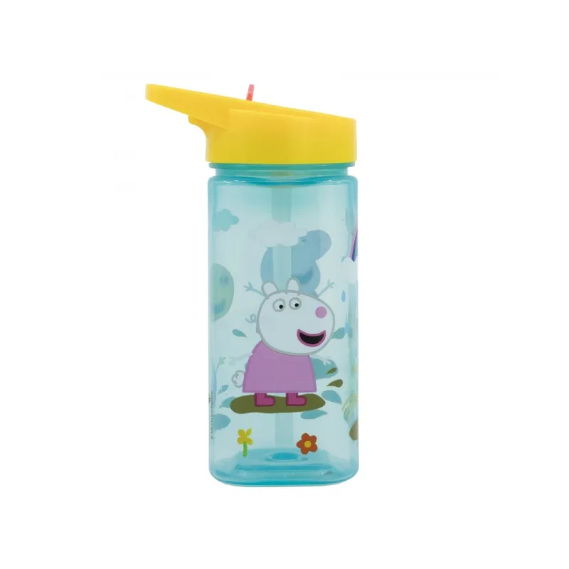 Plastová hranatá fľaša s výsuvnou slamkou Peppa Pig, Tritan 510ml, 41214