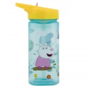 Plastová hranatá fľaša s výsuvnou slamkou Peppa Pig, Tritan 510ml, 41214