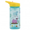 Plastová hranatá láhev s výsuvným brčkem Peppa Pig, Tritan 510ml, 41214