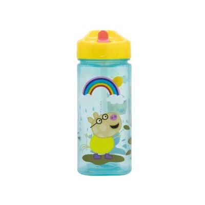 Plastová hranatá fľaša s výsuvnou slamkou Peppa Pig, Tritan 530ml, 41214 Plastová hranatá fľaša s výsuvnou slamkou Peppa Pig, Tritan 530ml, 41214