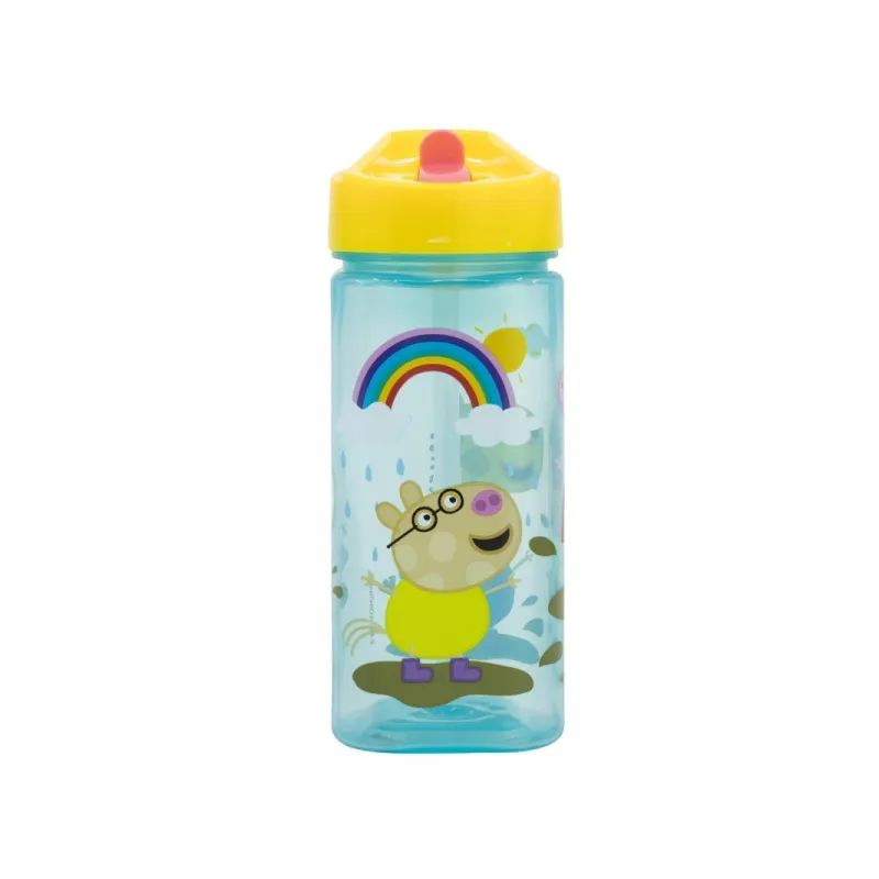 Plastová hranatá láhev s výsuvným brčkem Peppa Pig, Tritan 510ml, 41214 Plastová hranatá láhev s výsuvným brčkem Peppa Pig, Tritan 510ml, 41214