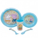 Dětské plastové nádobí Peppa Pig (talíř, miska, sklenice, příbor), 52815