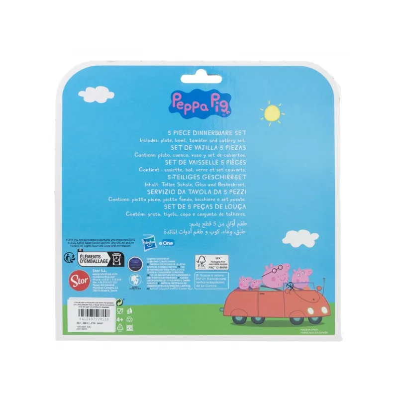 Detský plastový riad Peppa Pig (tanier, miska, pohár, príbor), 52815