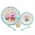 Detský plastový riad Peppa Pig (tanier, miska, pohár, príbor), 41260
