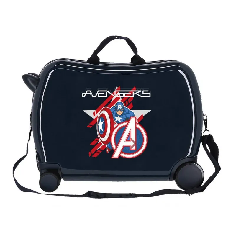 Detský cestovný kufor / odrážadlo AVENGERS Shield, 34L – Kufor s 360° otočnými kolieskami Detský cestovný kufor / odrážadlo AVENGERS Shield, 34L – Kufor s 360° otočnými kolieskami