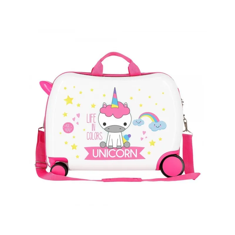 Dětský cestovní kufr na kolečkách / odrážedlo UNICORN White, 34L, 4749864