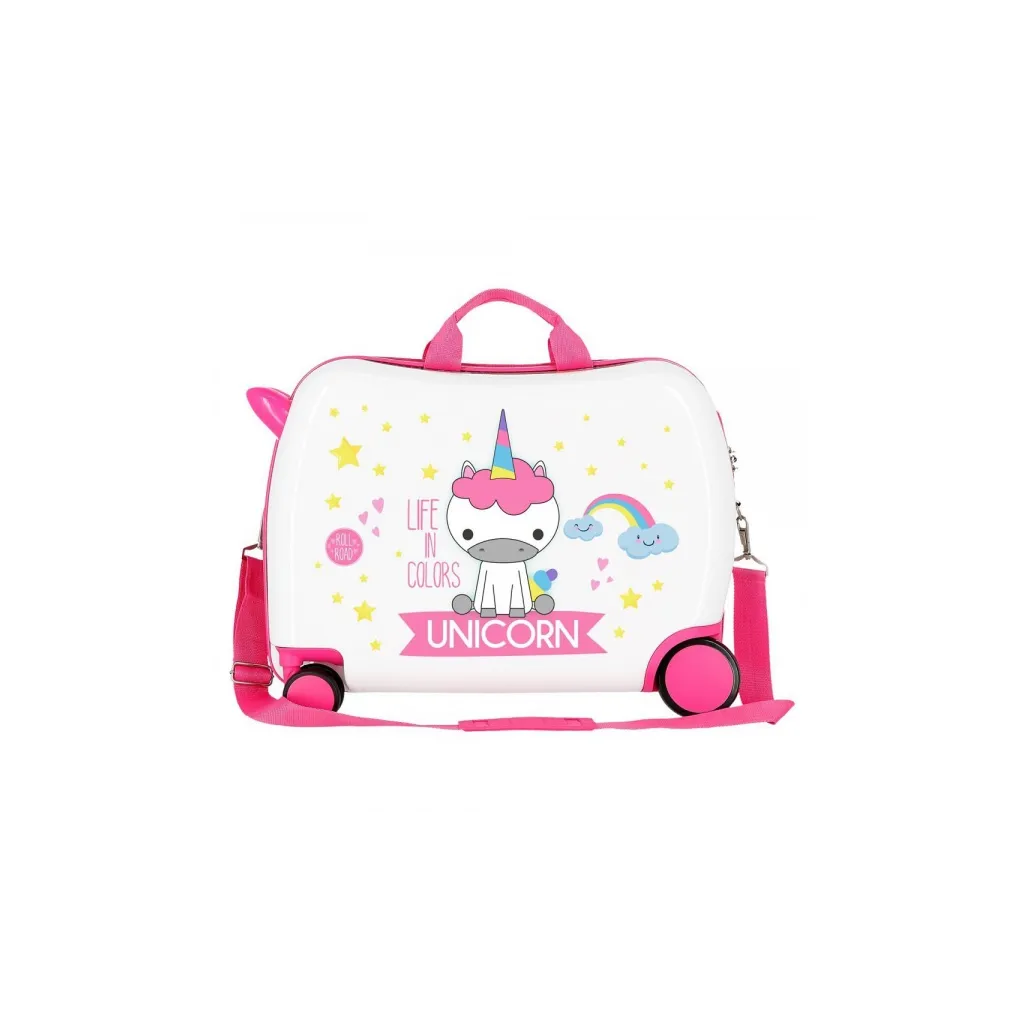 Dětský cestovní kufr na kolečkách / odrážedlo UNICORN White, 34L, 4749864