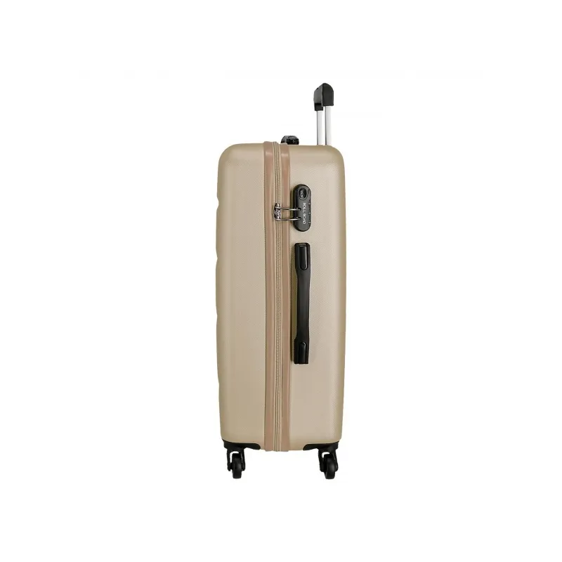 ROLL ROAD Flex Champagne, ABS Cestovný kufor 65x46x23cm, 56L – stredný kufor s otočnými kolieskami a číselným zámkom ROLL ROAD Flex Champagne, ABS Cestovný kufor 65x46x23cm, 56L – stredný kufor s otočnými kolieskami a číselným zámkom