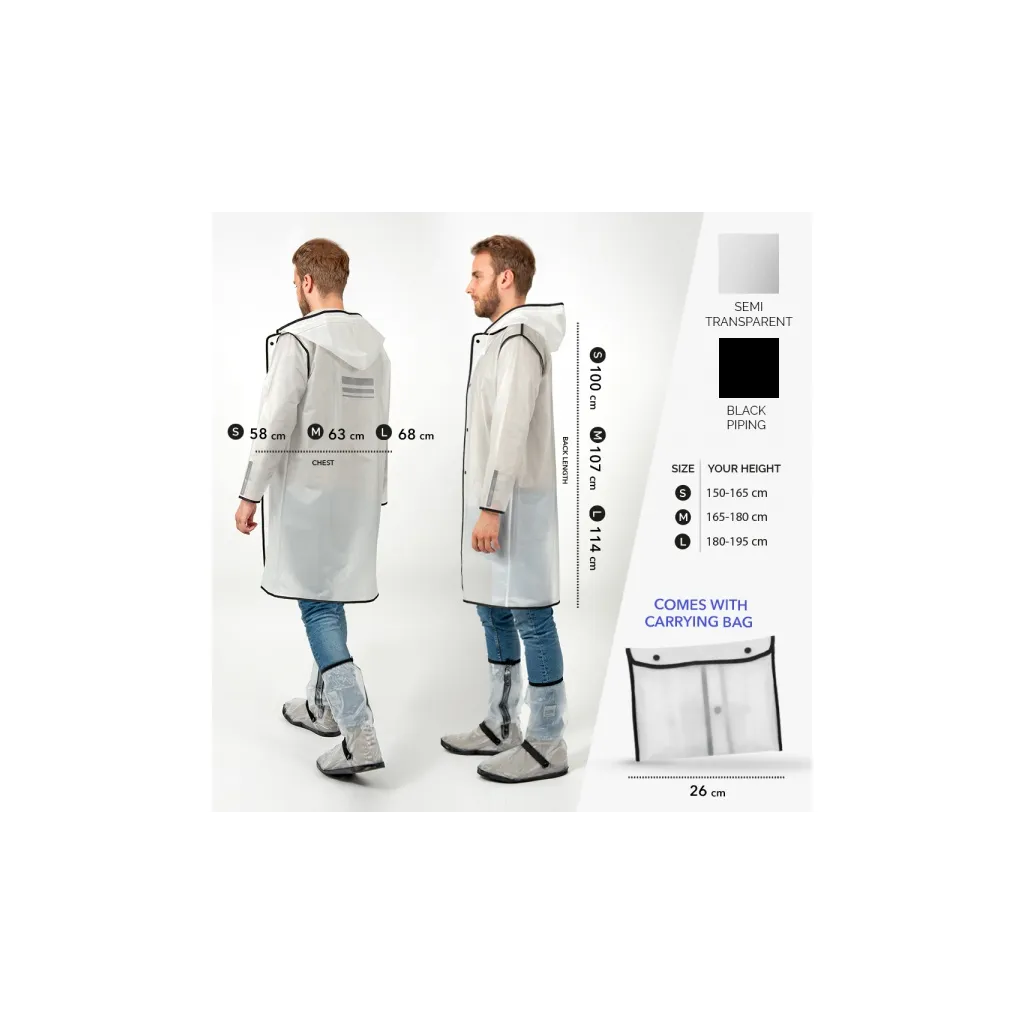 Kvalitný pánsky pršiplášť Perletti Transparente Negro, veľ. M, 14211