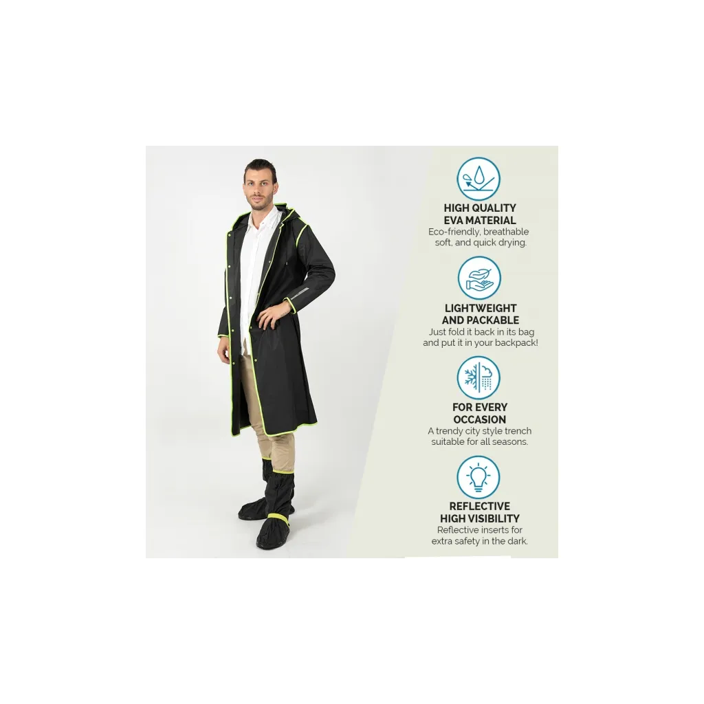 Kvalitný pánsky pršiplášť Perletti Nero/Lime, veľ. M, 14222