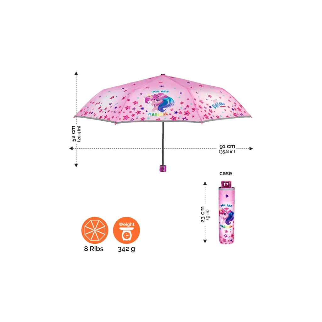 Skladací dáždnik Perletti Cool Kids UNICORN Stars, 15606