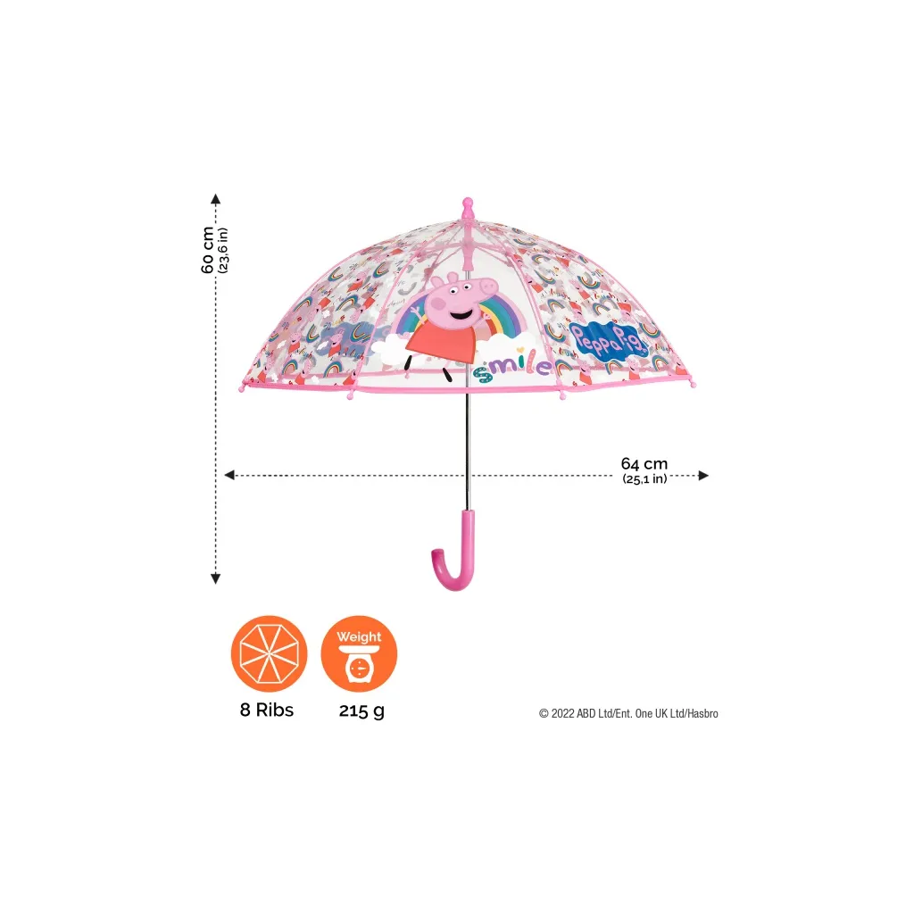 Detský dáždnik PEPPA PIG Transparent, 75107