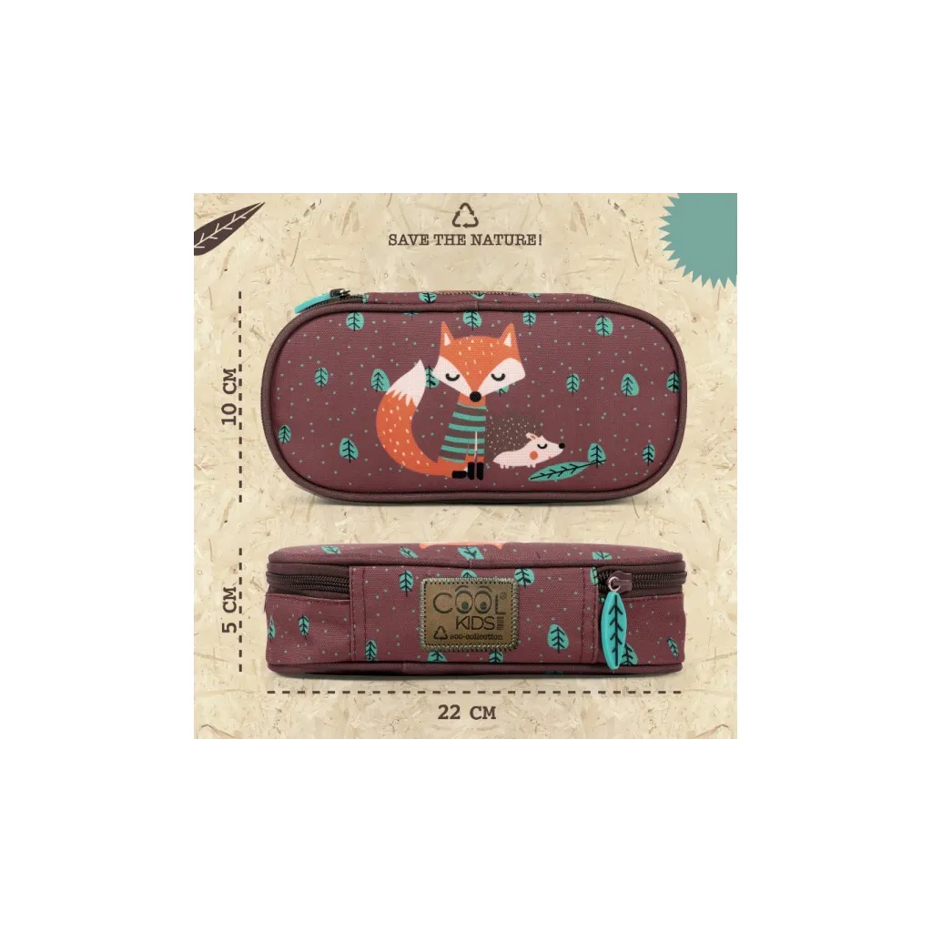 Školský peračník / puzdro Perletti Green, Fox & Hedgehog, 14400