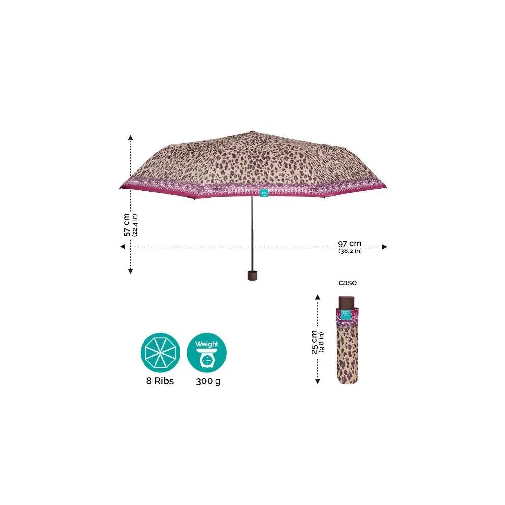 Time, Dámský skládací deštník Leopardato, 26328