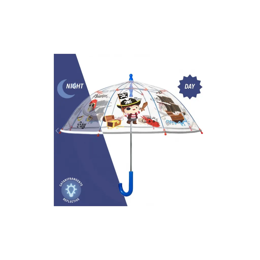 Cool Kids, Detský reflexný dáždnik Piráti Transparent, 15602