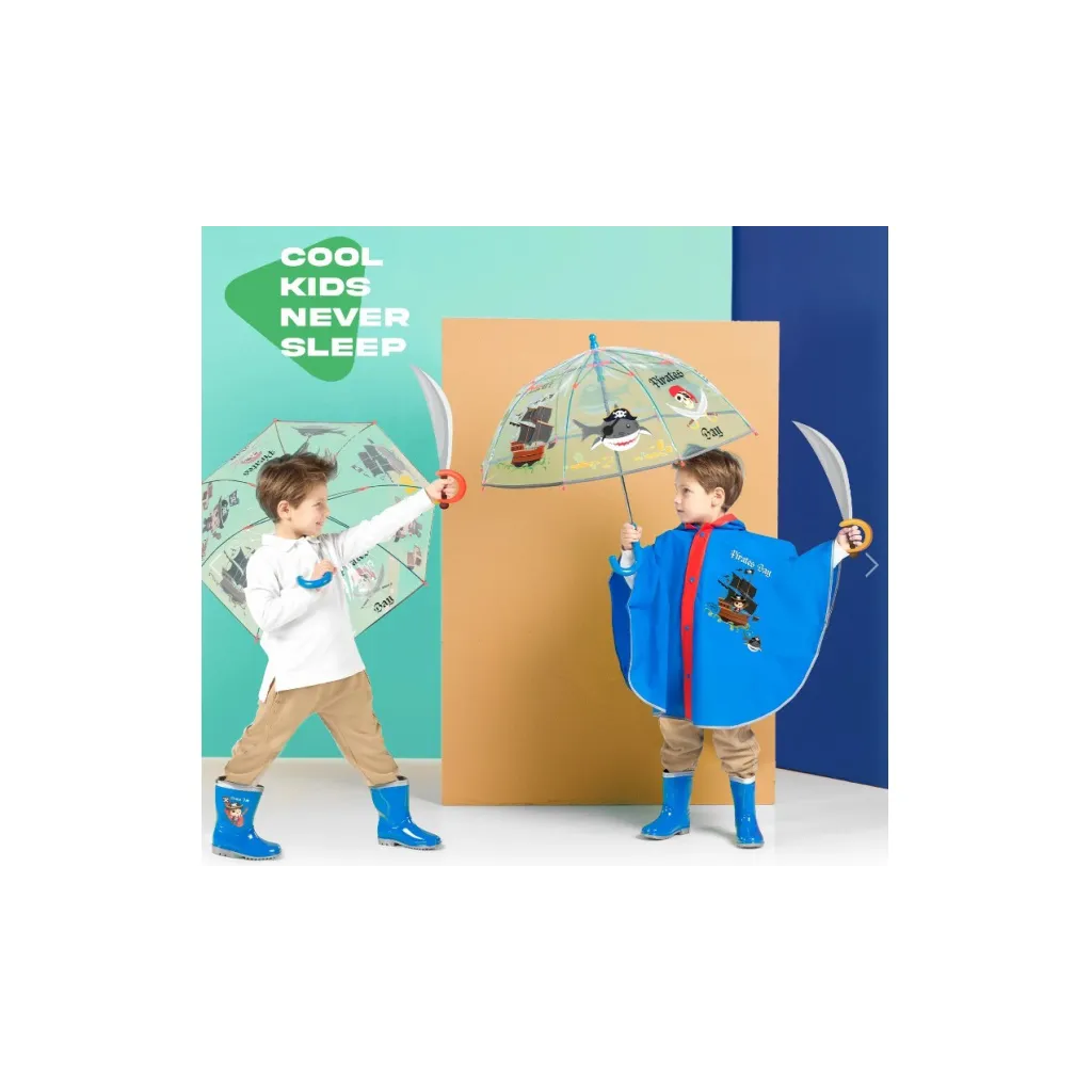 Cool Kids, Detský reflexný dáždnik Piráti Transparent, 15602